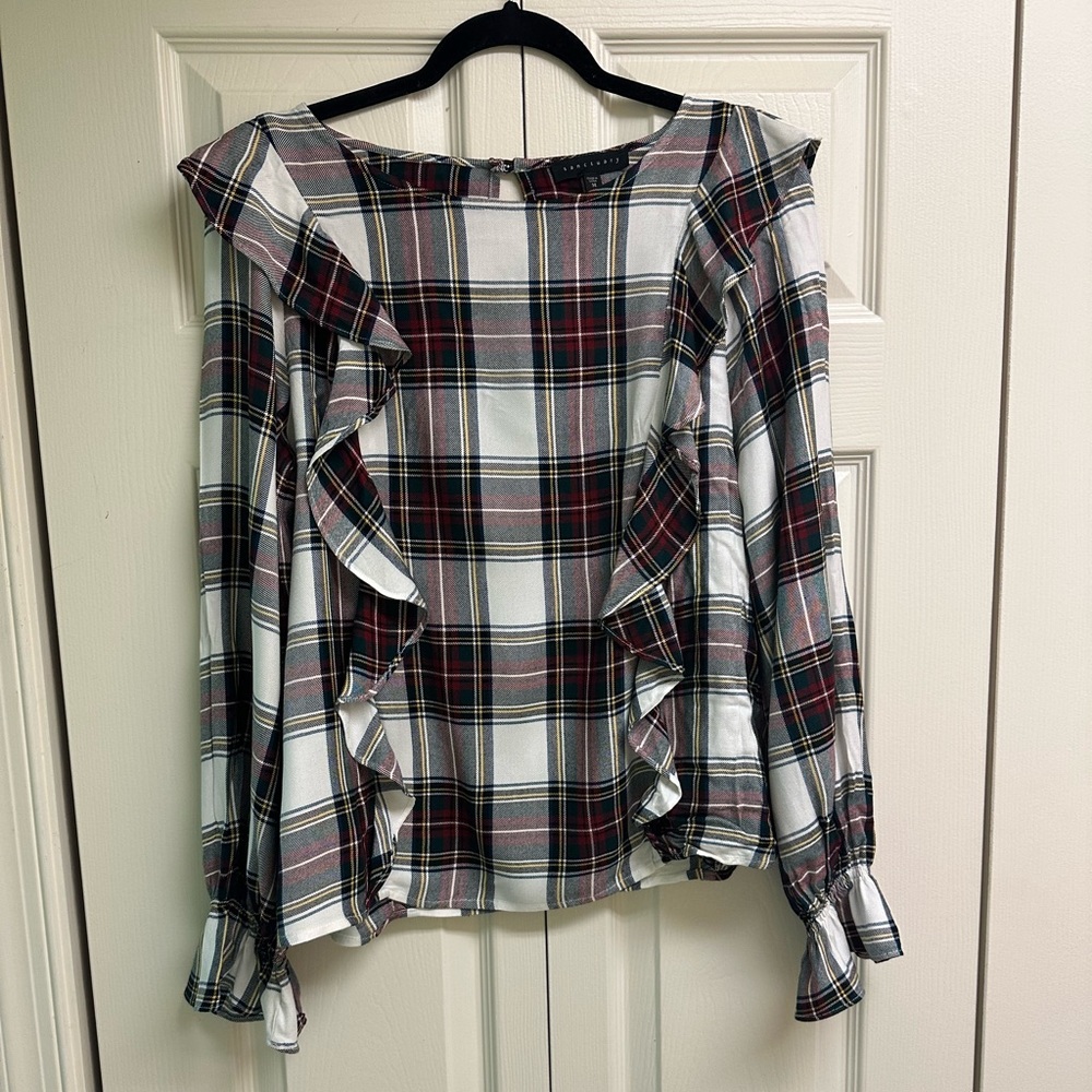 NWOT Sanctuary Tartan Plaid Top w/ Ruffles, size: M